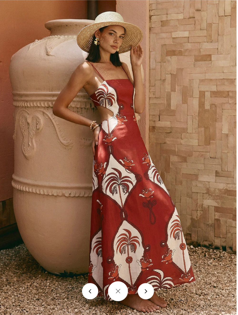 NWT Commense Tropical Print Cut-Out Cami Maxi Dress Sz  L